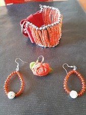 Parure artigianale in swaroski, bracciale,  orecchini,  anello 