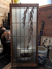 Vecchia porta scorrevole giapponese in vetro salice e rana scultura in legno ...
