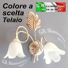 APPLIQUE IN FERRO BATTUTO 2 LUCI AVORIO ORO o RUGGINE ORO LAMPADA DA PARETE Ian2