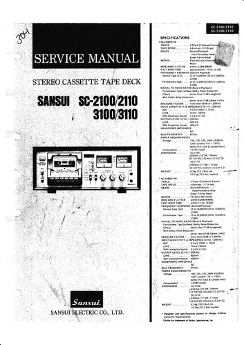 Manuale servizio per - servizio, sansui