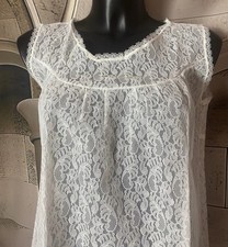 ?SOTTOVESTE VINTAGE Tg.4 NYLON BIANCO PIZZO ITALY ANNI 70