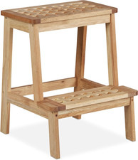 Sgabello a Scaletta in Legno Di Noce, 2 Gradini, Rialzo per Bambini, Fino a 60 K