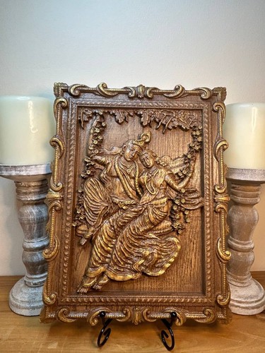 Radha shiva wooden wall - wooden,