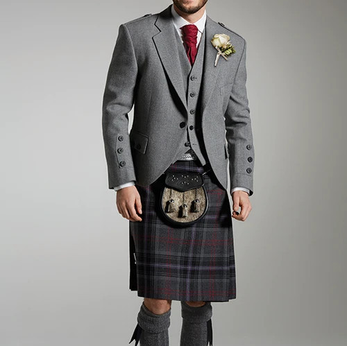 Giacca kilt uomo grigio lana
