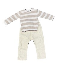 Maglione a righe Mayoral bambino ragazzo panna e marrone H&M pantaloni di lino taglia 12M