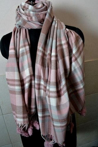 Plaid ply pashmina stole - plaid, 4