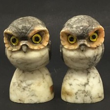 COPPIA GUFI VECCHIE SCULTURE  ANNI 70 IN MARMO DI CARRARA CIVETTE ITALY VINTAGE