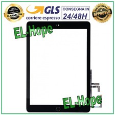 TOUCH PER APPLE IPAD 5 AIR WIFI 3G IC CHIP A1822 A1823 VETRO NERO + TASTO HOME