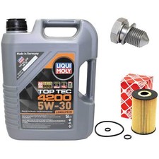 Kit olio motore 5W-30 5 litri + filtro olio + vite scarico olio per Audi Seat Skoda VW