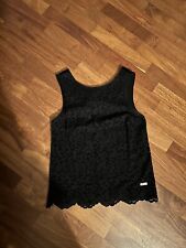 Twinset Canotta Donna Nero in pizzo e fiocco posteriore in velluto