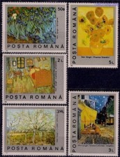 Romania 1991 Van Gogh Fiori Quadro Arte Girasoli Iris Alberi da Frutto 5v MNH