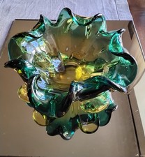 centrotavola portafrutta in vetro di Murano con etichetta