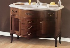 MOBILE DA BAGNO CON LAVABO ARTE POVERA CON MARMO BEIGE O BIANCO