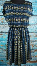 Tiana B Blue Green Geometric Print Dress Women's Size 8