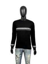 Maglione Nero Armani Jeans in misto Lana Cotone Uomo Taglia M Pullover Girocollo