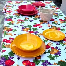 Tovaglia puro cotone 100%  4-6-12 posti QUADRATA e RETTANGOLARE Stampa Frutta