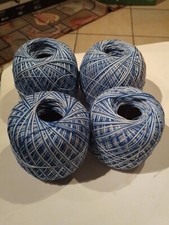 Lotto 30. Cotone Filo Di Scozia Per Uncinetto Sfumato Multicolore Blu Bianco 