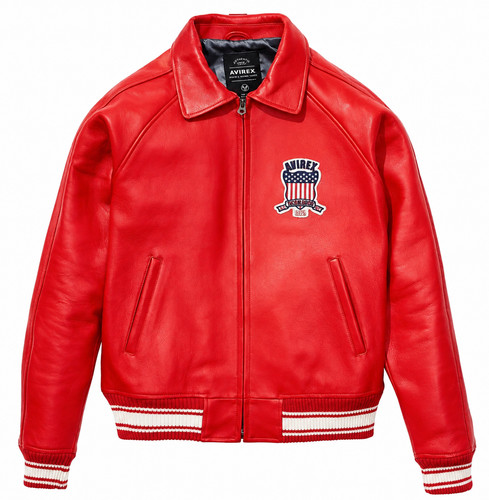 Bomber uomo avirex pelle rosso - pelle,