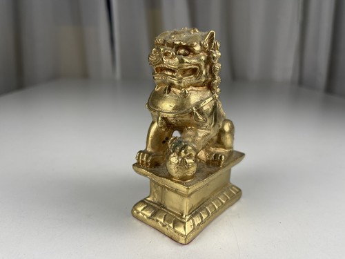 Statua ottone leone cinese - statua,