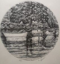 sigfrido bartolini  La barca di Ducci incisione in cornice maestri arte 900 It