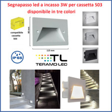 Faretto segnapasso IMPERMEABILE 3W LED incasso scatola 503 scale giardino