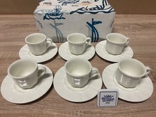 RICHARD GINORI Serie DUCALE sei Tazze Caffè Con Piatto Porcellana Bianco .