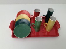 Set Bicchieri da Vodka/Limoncello Piattini e Vassoio in Ceramica Vetrochina 70s