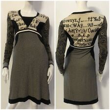 PIANURASTUDIO Vestito abito beige marrone nero fantasia Tg IT 44