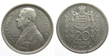 *TRIU* PRINCIPATO DI MONACO LOUIS II 20 FRANCHI 1947 CU/NI