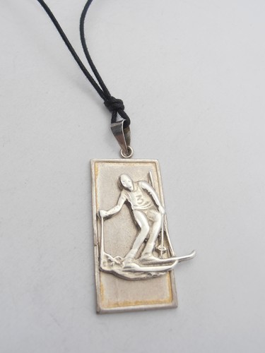 Sciatore ciondolo in argento - sciatore,