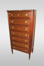 Settimino francese del 1800 stile Luigi XVI in legno di mogano con marmo