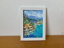 Portofino Italia quadro urbano dipinto olio su cartone astratto paesaggio quadro
