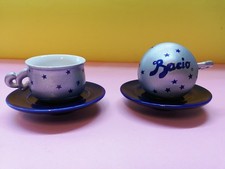 BACI PERUGINA 2 TAZZINE CON PIATTINO BLU CUPS COFFEE GADGET PUBBLICITARIO 