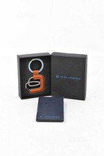 Portachiavi Piquadro In Vera Pelle Marrone Blu Con Scatola