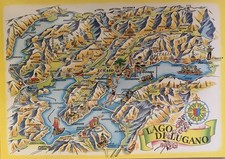 Cartolina Illustrata Lago Maggiore Lago di Lugano Non viaggiata