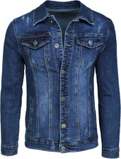Giubbotto Di Jeans Uomo Casual Denim Giacca Giubbino Moto Slim Fit Jacket