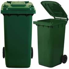 Bidone carrellato verde per la