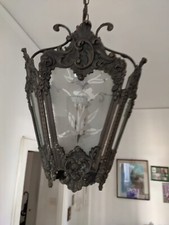 Vintage Antica Lanterna In Bronzo Da Sospensione 