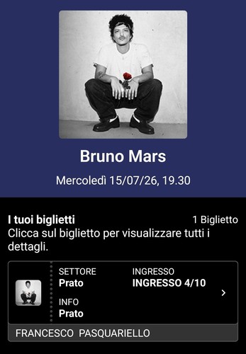 Biglietto bruno mars - mars, prato
