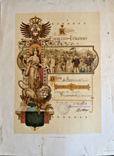 ATTESTATO DIPLOMA 3° GRADO SCHERMA/SCIABOLA REGIO ESERCITO 1913