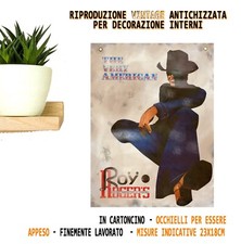 ROY ROGERS JEANS VERY AMERICAN PANTALONI COWBOY VINTAGE POSTER PUBBLICITARIO