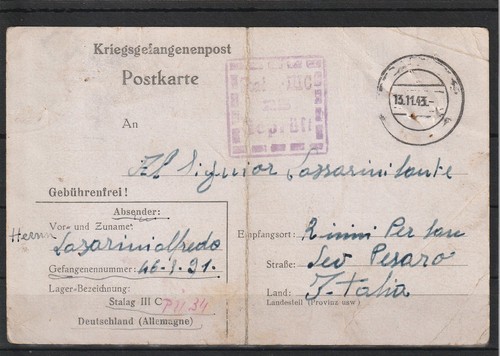 Cartolina prigionieri - , di