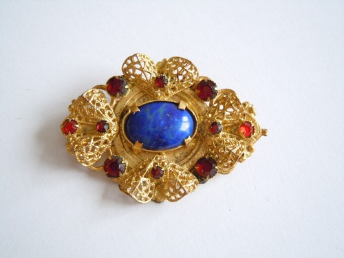 Spilla con rossa pietre strass - spilla,