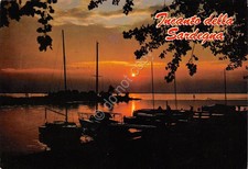 Cartolina Sardegna S. Antioco  ( timbro Postale) tramonto barche 1983 (Cagliari)
