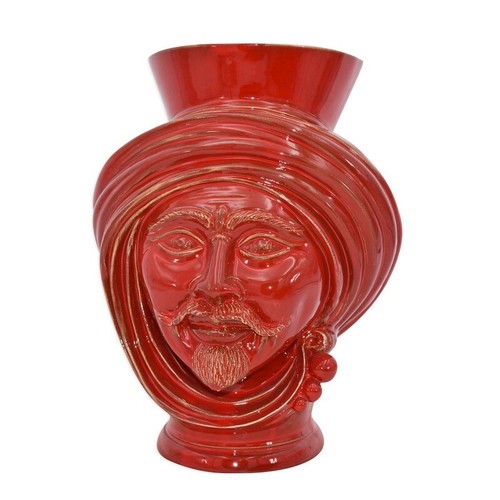 Vaso soprammobile rosso testa - soprammobile,