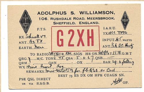 Qsl radio g2xh - qsl, meersbrook