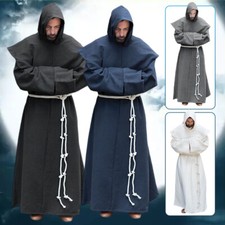 Costume scialle uomo rinascimento medievale sacerdote monaco veste cosplay Halloween NUOVO