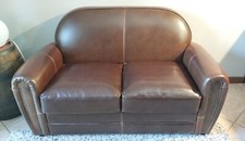 Divano club 2 posti in pelle invecchiato marrone