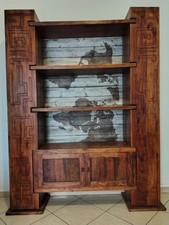  Libreria stile etnico in legno massello Larg. 158 cm, Alt. 211 cm, Prof. 35