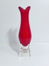 Vaso in vetro di murano vintage sommerso alto 40 cm rosso design antico anni 70